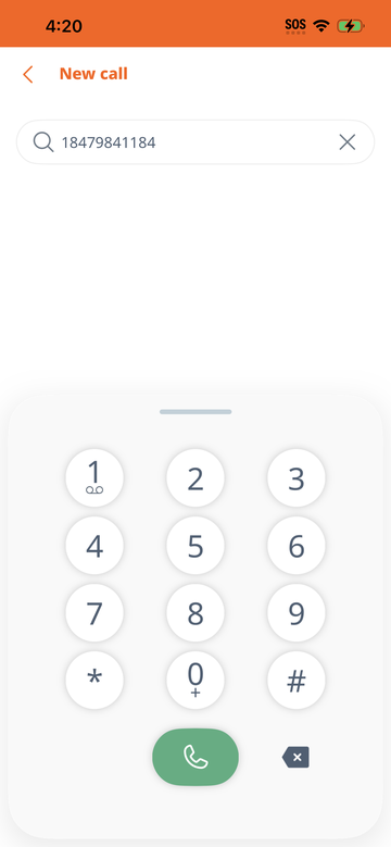 VoipPlus iPhone app dialpad